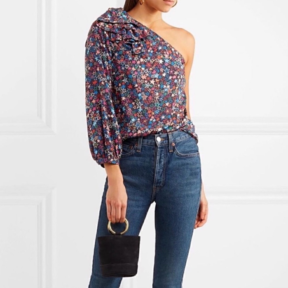 J. Crew Kaleidoscope Star Print One-Shoulder Blouse Size 0